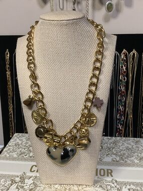 Gold-Tone Charm Heart Necklace - Women's Jewelry